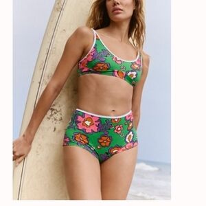 Floral Green Bikini Set Seea From Free People Top Sz L Bottoms Sz XL